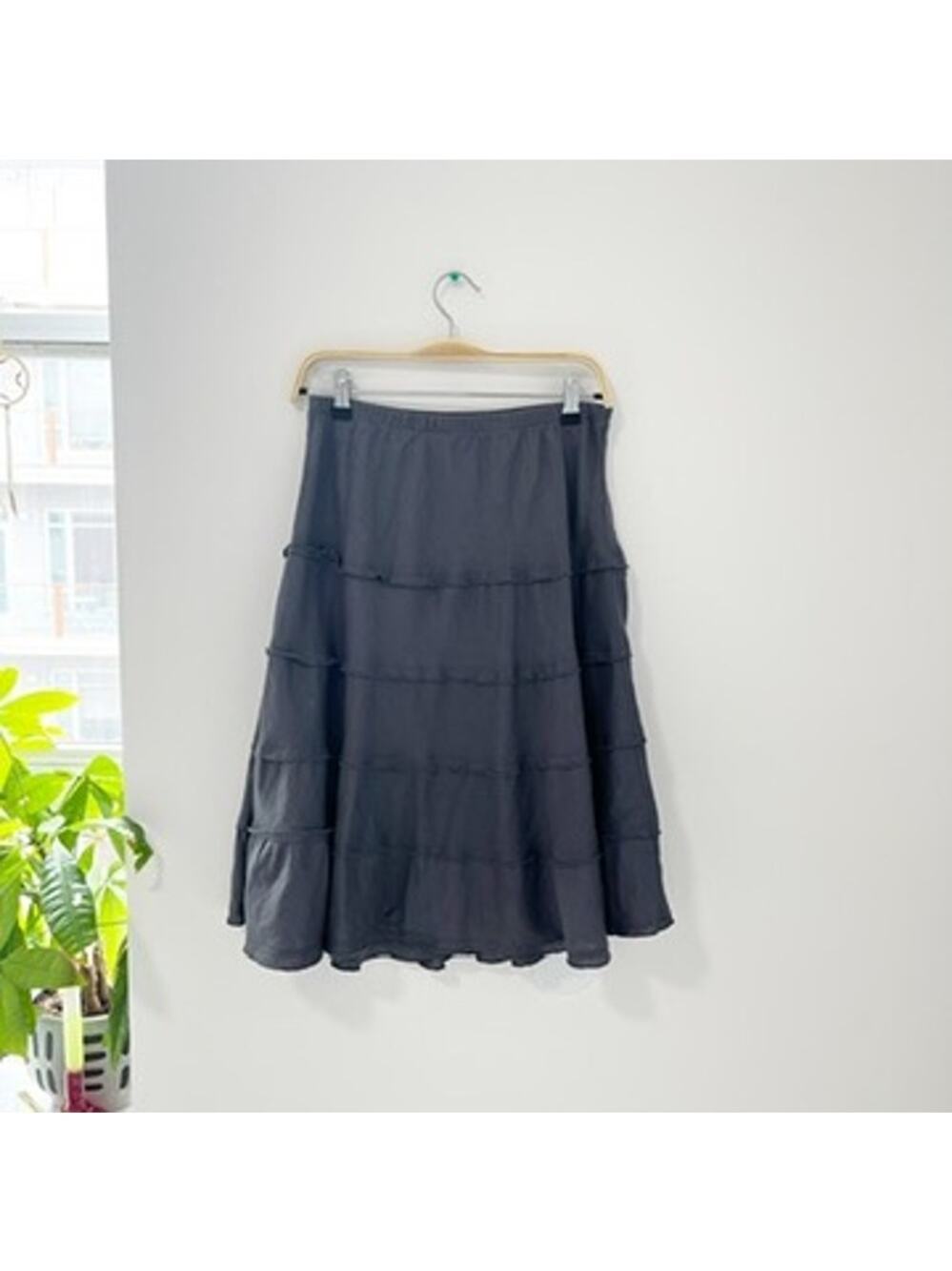 Soft Surroundings Gray Tiered Linen Skirt Size XS
